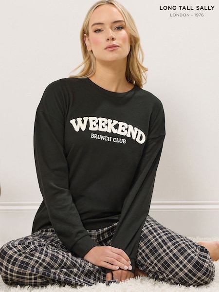 Long Tall Sally Black Weekend Brunch Club Lounge Top (Y29499) | €37