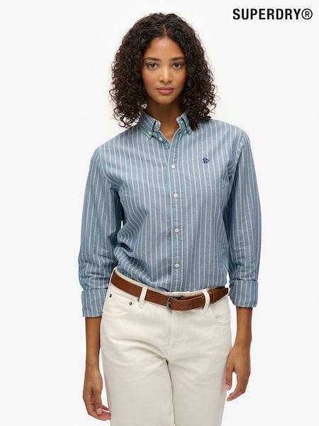 Superdry Blue Slim Oxford Button Down Long Sleeve Shirt (Y29625) | €58
