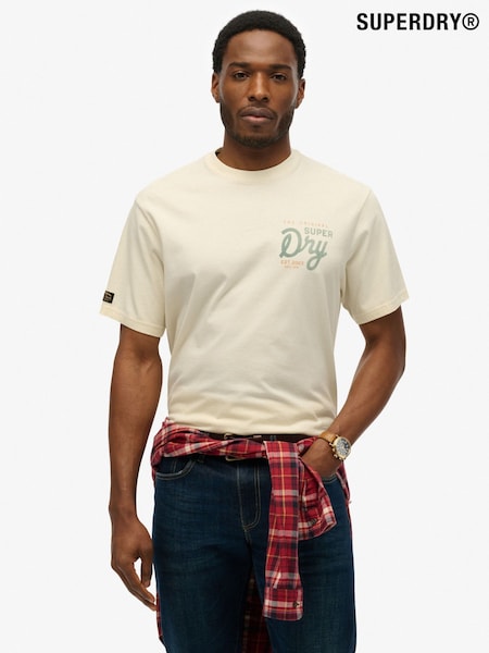 Creme - Superdry Tap Room Oversized T-Shirt (Y29627) | 47 €
