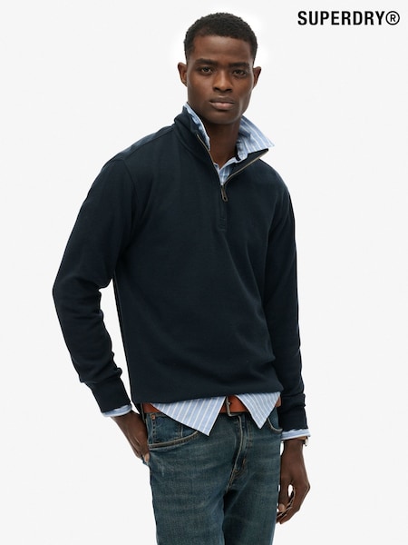 Superdry Blue Ribbed Half Zip Jumper (Y29629) | €65