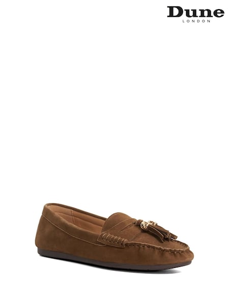 Dune London Brown Geen Tassle Detail Soft Loafers (Y29679) | AED518