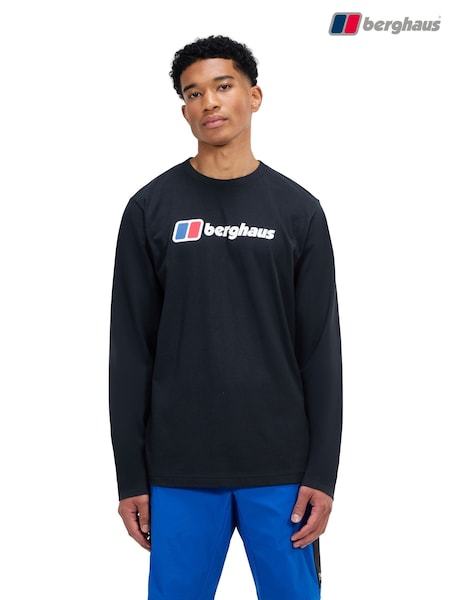 Berghaus Black Large Logo Long Sleeve T-Shirt (Y29764) | SGD 62