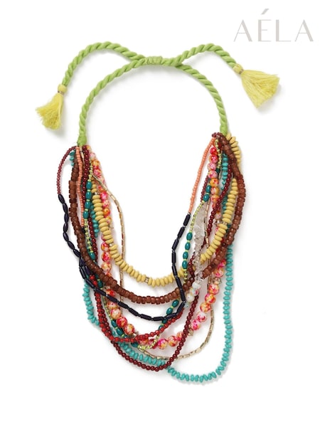 Aela Statement Beaded Multirow Necklace (Y29839) | €59