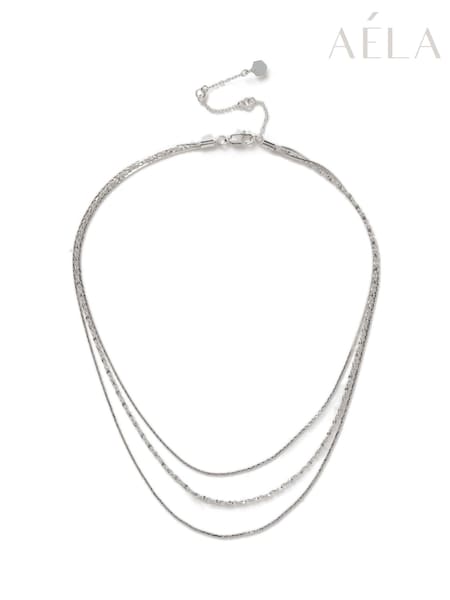 Aela Silver Tone Multirow Chain Necklace (Y29849) | SGD 30