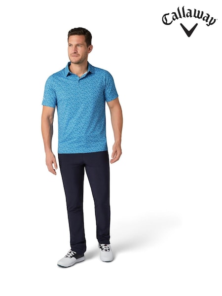 Callaway Apparel Blue Emea Ss Novelty Confetti Print Polo Shirt (Y29991) | €71