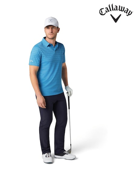 Callaway Apparel Blue Emea Short Sleeve Eng Chev Ombre Print Polo Shirt (Y29997) | €73