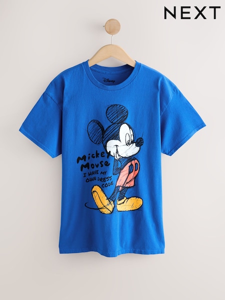 Blue Mickey Mouse Graphic Print License T-Shirt (Y30173) | AED113