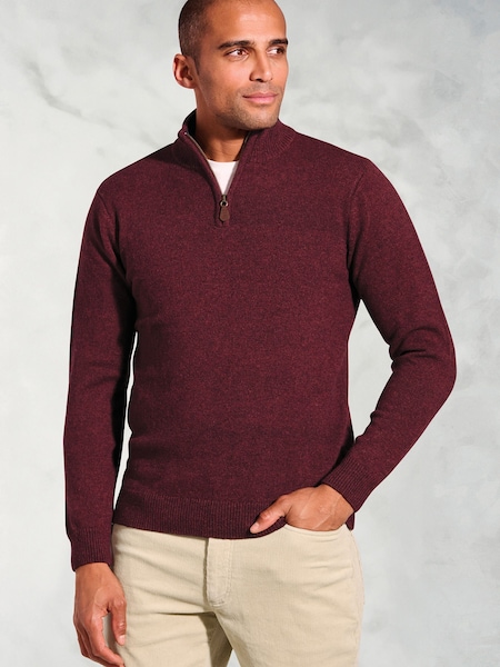 Brook Taverner Red Lambswool Zip Neck Jumper (Y30228) | €80