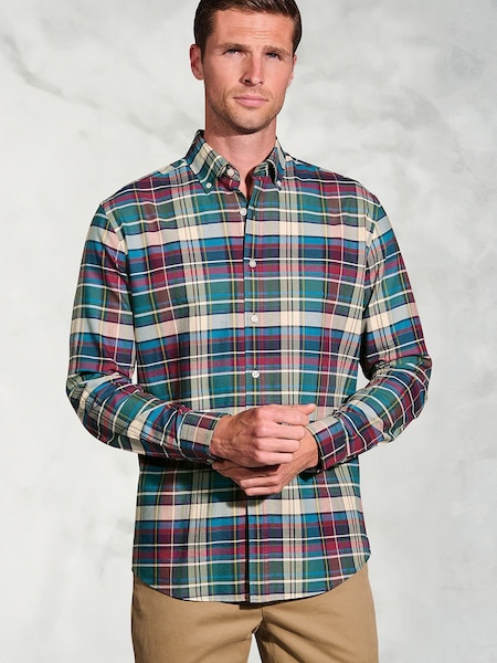 Brook Taverner Green Madras Check Oxford Cotton Shirt (Y30243) | €71