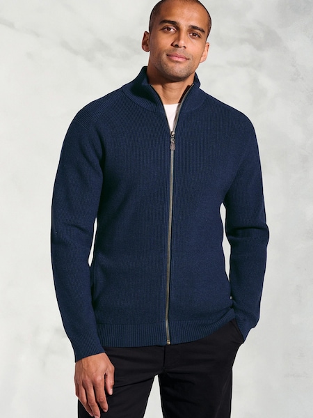 Brook Taverner Blue Rib Zip Through Cardigan (Y30247) | €91
