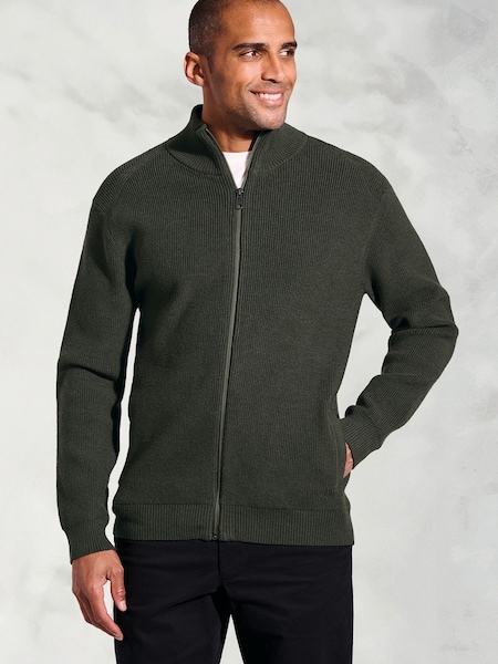 Brook Taverner Green Rib Zip Through Cardigan (Y30253) | €91