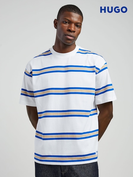HUGO White Striped T-Shirt (Y30342) | AED402
