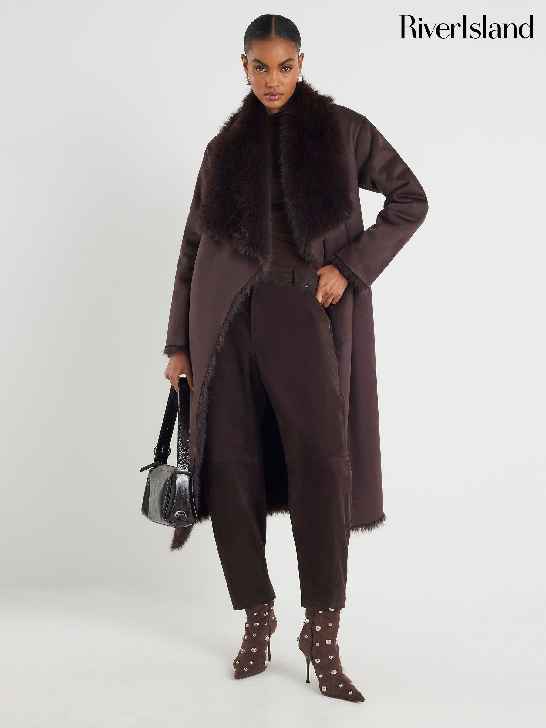 Buy Women's Coats and Jackets River Island Teddy Borg Long Online