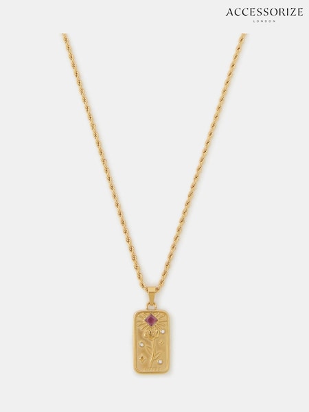 Accessorize Stainless Steel Flower Tag Pendant Necklace (Y30440) | € 32