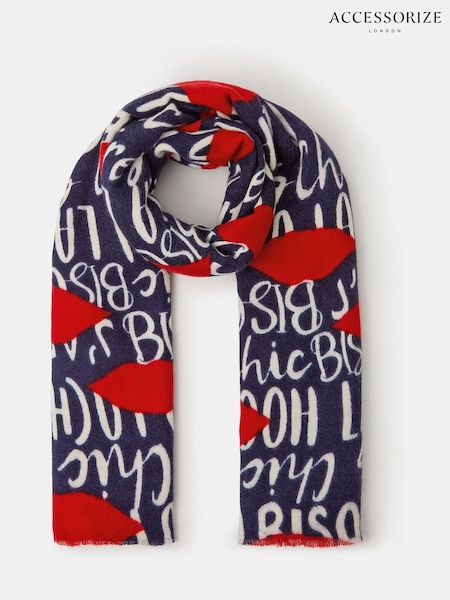 Accessorize Blue Lightweight Bisous Print Scarf (Y30477) | €31