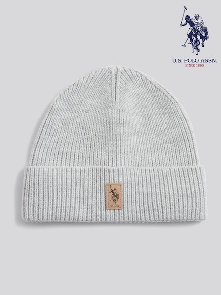 U.S. Polo Assn Grey Signature Double Horsemen Knit Beanie (Y30574) | €25