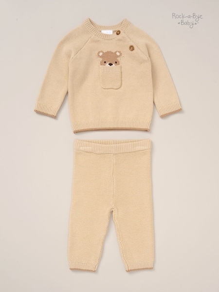 Rock-A-Bye Baby Boutique True Knit Brown Cardigan Trousers Outfit Set (Y30590) | €34