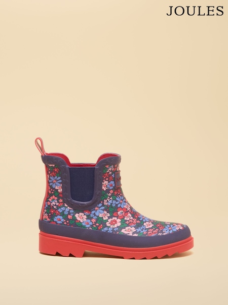 Navy & Red Floral - Joules Kids Ankle Wellies