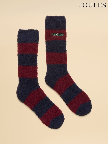 Red & Navy Racecar - Regular Joules Men's Fluffy Socks