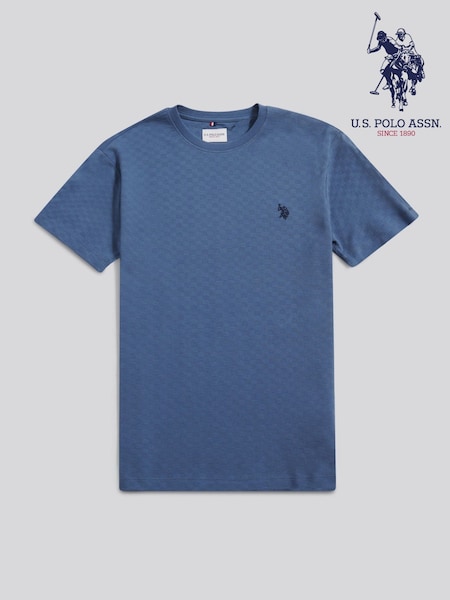 U.S. Polo Assn Blue Check Texture T-Shirt (Y30863) | €50