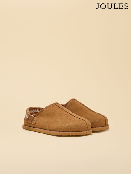 Kaštoninė ruda - Joules Suede Faux Fur Lined Clogs
