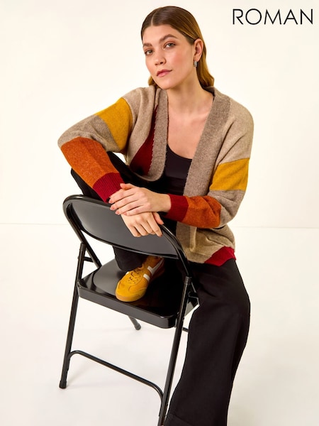 Roman Natural Colour Block Knit Cardigan (Y30911) | €58