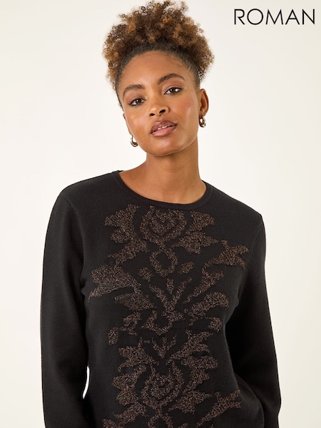Roman Black Glitter Embossed Knit Jumper (Y30921) | €58