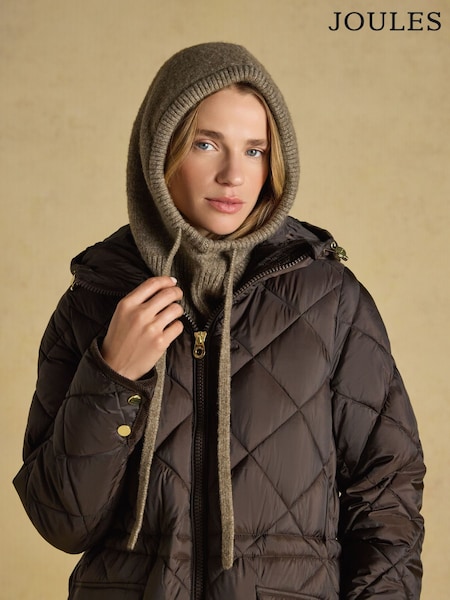 Mocha Brown - Joules Knitted Drawstring Hood