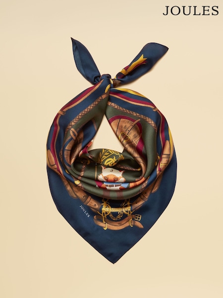 Navy Jonty - Joules Bloomfield Silk Square Scarf