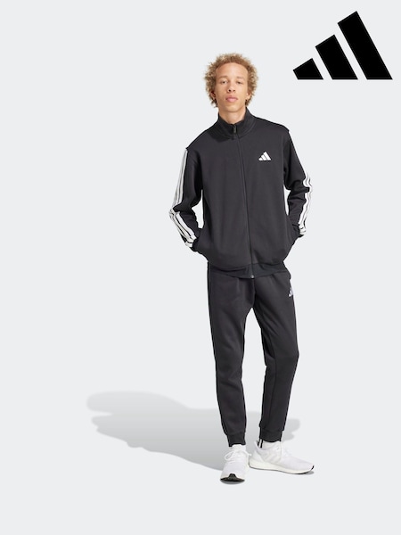 adidas Black Sportswear Basic 3-Stripes Fleece Tracksuit (Y31277) | R$ 690