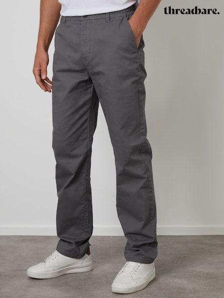 Threadbare Grey Straight Leg Stretch Waist Chino Trousers (Y31348) | €41