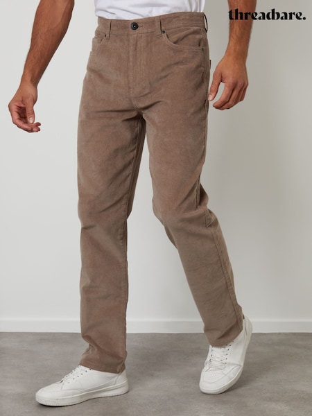 Threadbare Brown Straight Leg 5 Pocket Stretch Corduroy Trousers (Y31349) | R$ 370
