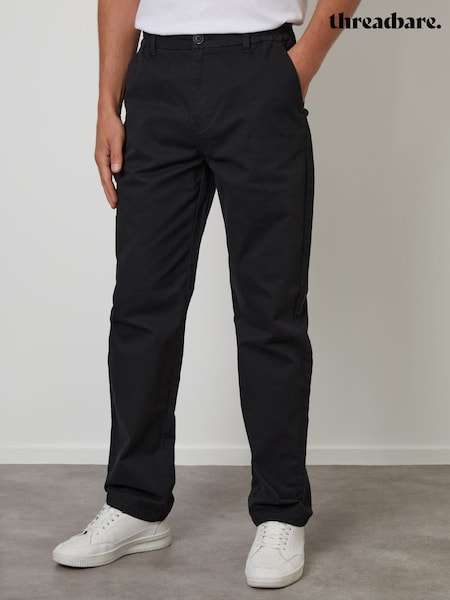 Threadbare Black Straight Leg Stretch Waist Chino Trousers (Y31351) | €41