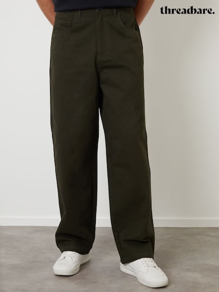 Threadbare Green Baggy Fit 5 Pocket Chino Trousers (Y31352) | R$ 300