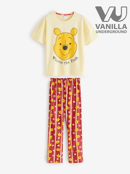 Vanilla Underground Red Disney Winnie The Pooh 100% Cotton Short Sleeve Long Leg Pyjamas Set (Y31394) | €35