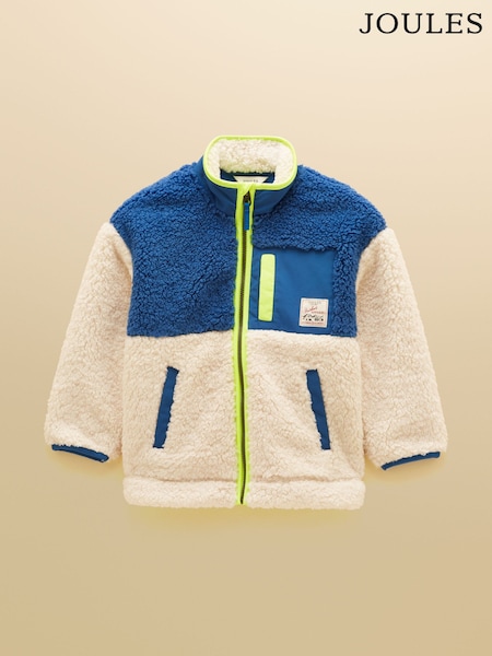 Cream - Joules Boys' Sutton Zip Through Fleece