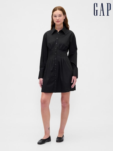 Gap Black Pleated Mini Shirt Dress (Y31838) | €89