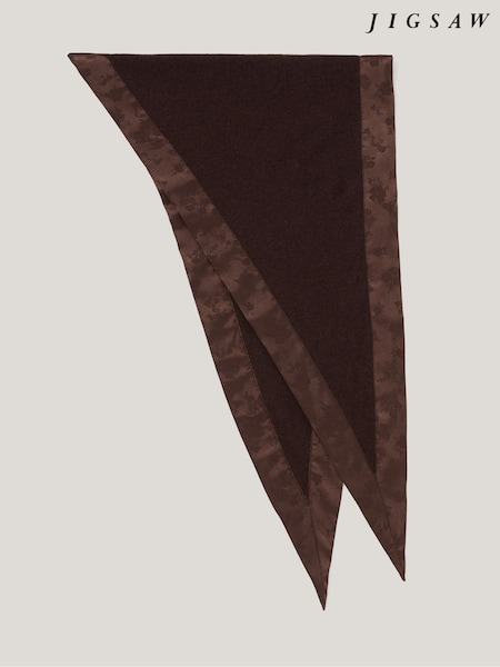 Jigsaw Brown Satin Trim Triangle Scarf (Y31888) | AED460