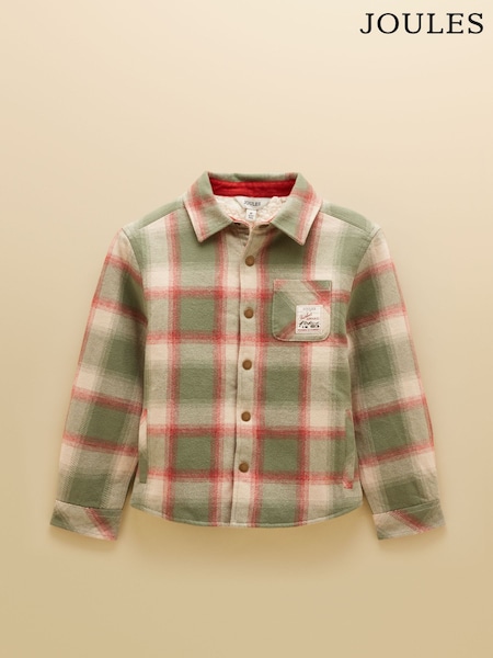 Grün kariert - Joules Boys' Winston Shacket With Borg Lining
