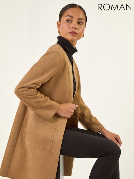 Roman Natural Petite Suede Contrast Pocket Jacket (Y31932) | €88