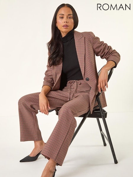 Roman Natural Petite Houndstooth Trousers (Y31942) | €44