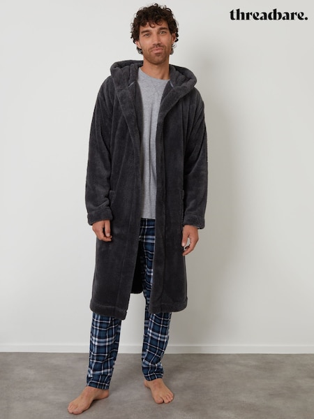 Threadbare Grey Borg Hooded Dressing Gown (Y32004) | €58