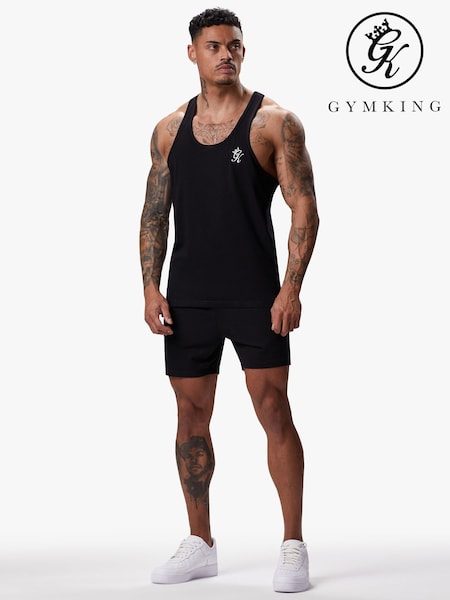Gym King Black Fundamental Stringer Jersey Vest (Y32052) | €28