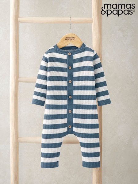 Mamas & Papas Blue Knitted Stripe Romper (Y32310) | €37