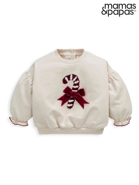 Mamas & Papas Cream Candy Christmas Sweatshirt (Y32326) | €21.50