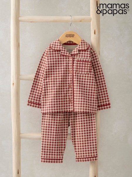 Mamas & Papas Jersey Check Christmas Red Pyjamas (Y32335) | €28