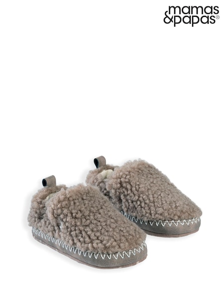 Mamas & Papas Cream Borg Moccasin Booties (Y32336) | €15.50