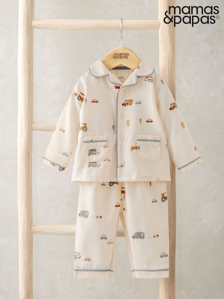 Mamas & Papas Brown Transport Print Woven Pyjamas (Y32344) | €31