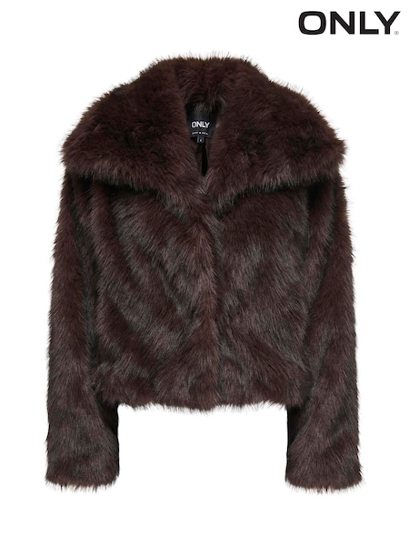 ONLY Brown Faux Fur Short Jacket (Y32356) | €106
