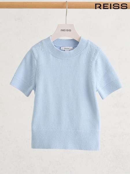 Reiss Pale Blue Rhea Short Sleeve Jumper (Y32420) | AED252